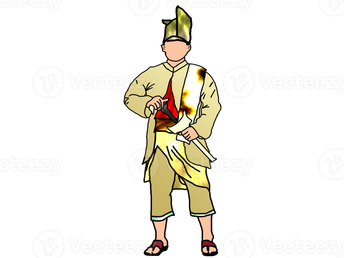 design aristocratic costume for Malay Nusantara warrior png