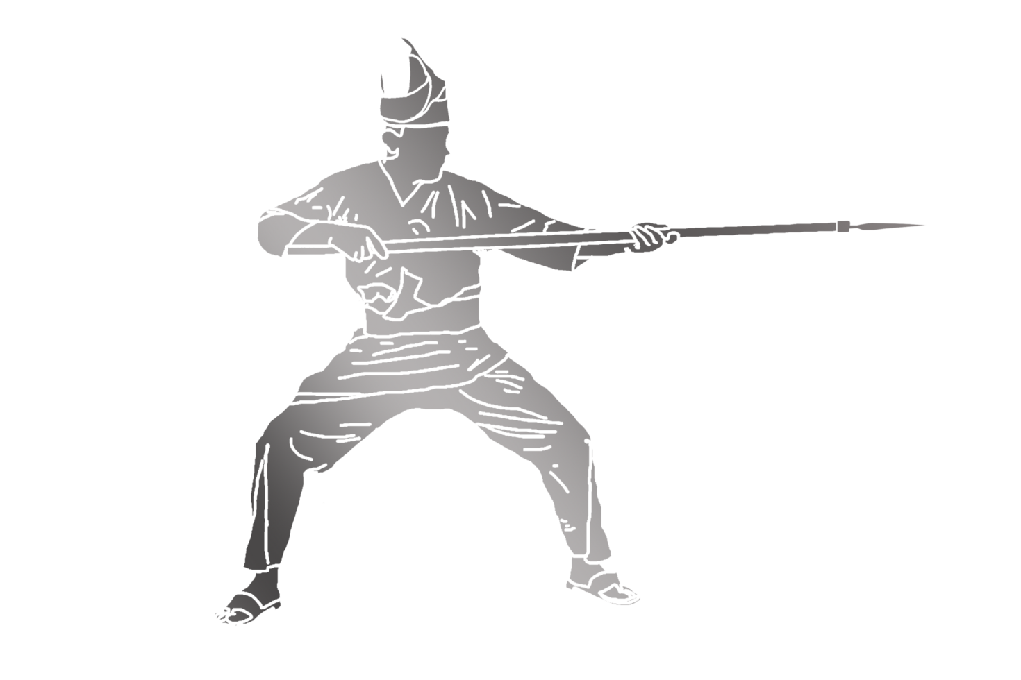 icon Nusantara warrior movement pattern with hold spear png