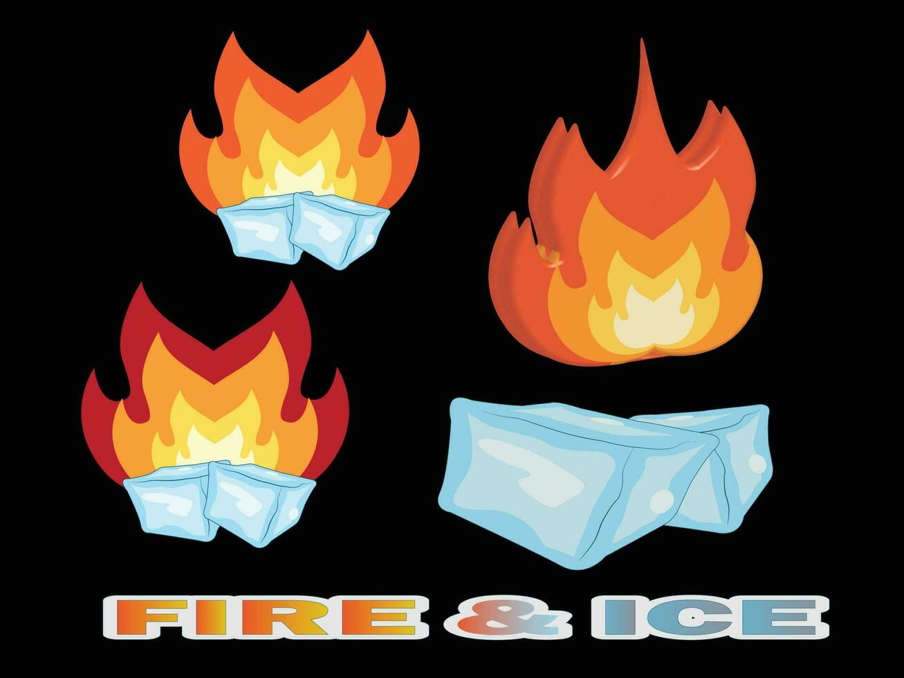 ilustración de un fuego y hielo icono vector