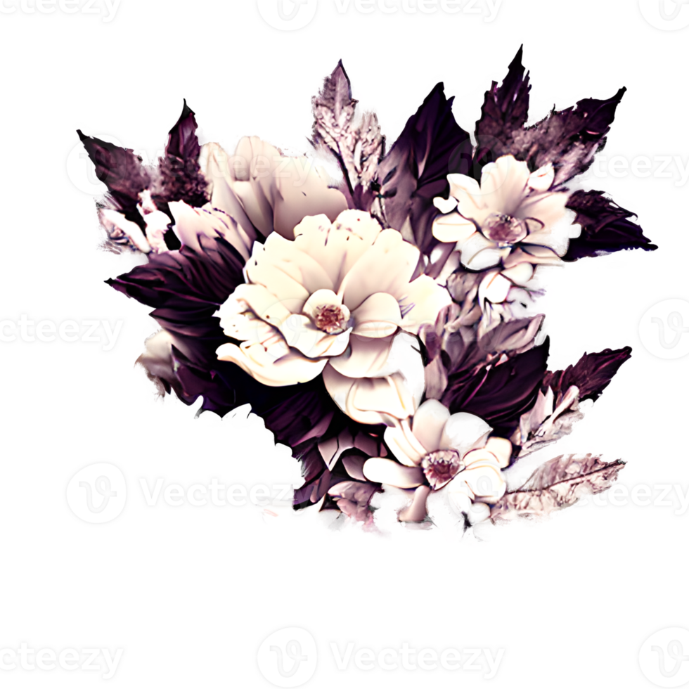 Ivory and Burgundy flowers, Leaves, vintage Pastel Cream Background png