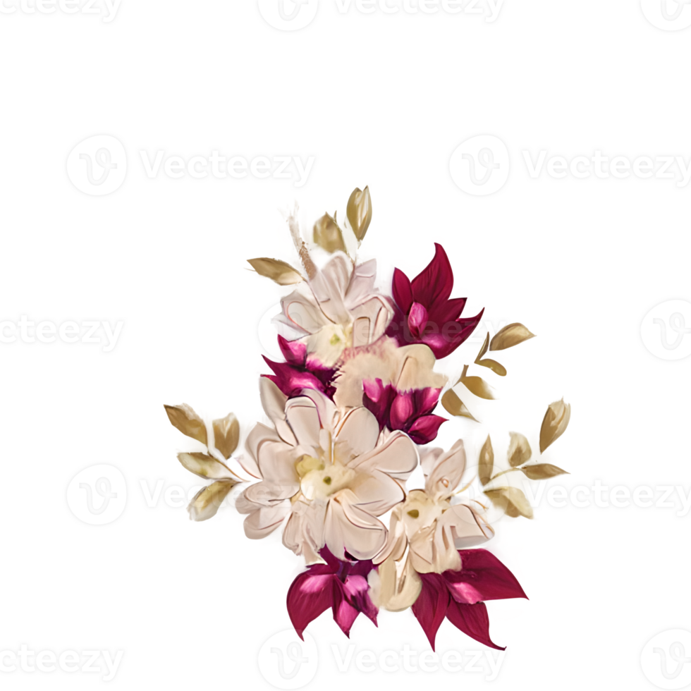 Ivory and Burgundy flowers, Leaves, vintage Pastel Cream Background png