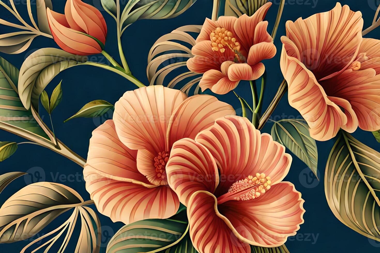 hibiscus seamless floral pattern photo