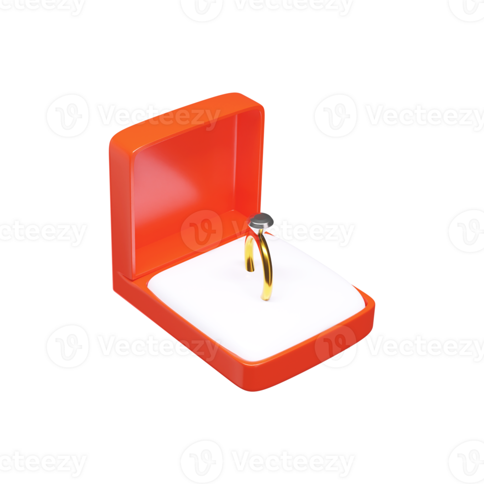 3D Render, Open Ring Box Element. png