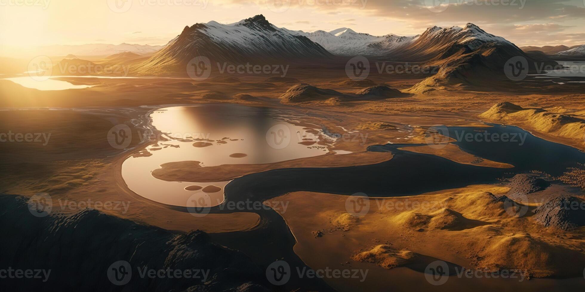 . . Macro shot aerial drone view of Iceland landscape scene. Cinematic adventure explore vibe. Graphic Art photo
