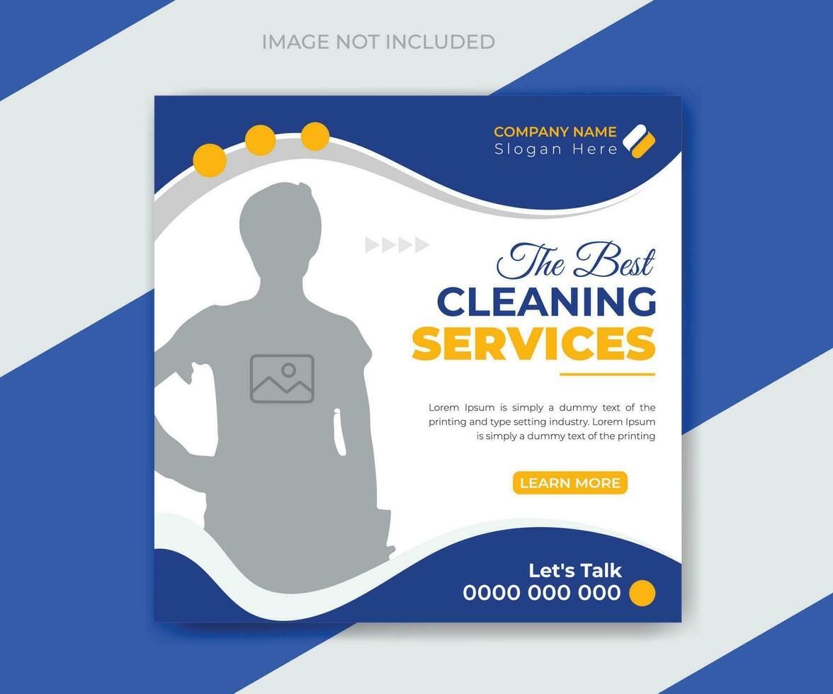 Cleaning service square flyer social media post or web banner template vector
