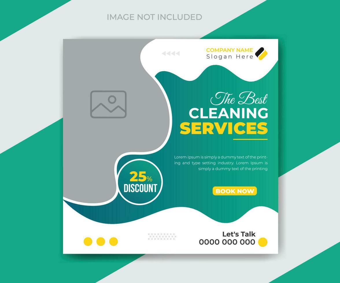 Cleaning service square flyer social media post or web banner template vector