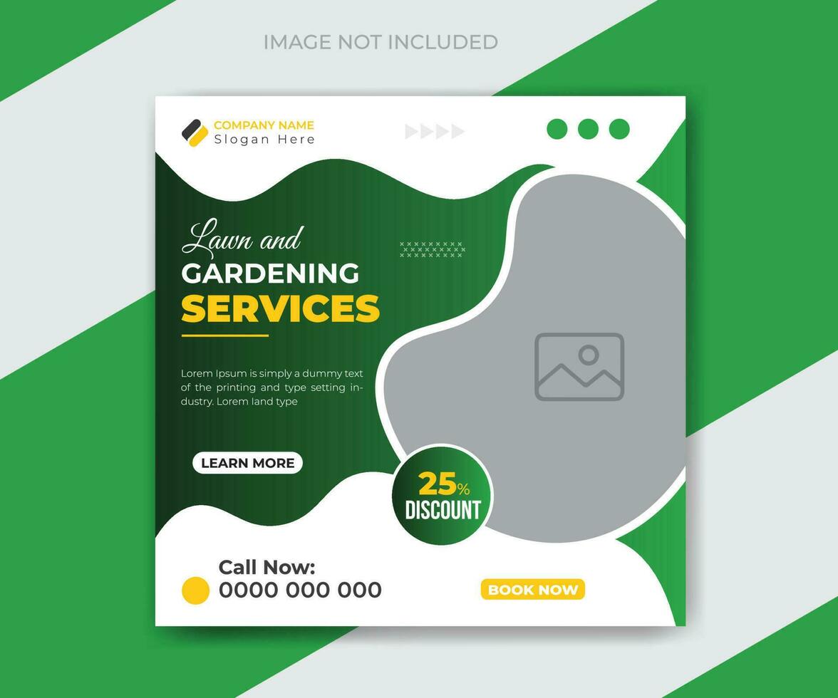 Lawn and gardening services social media post or timeline banner template vector