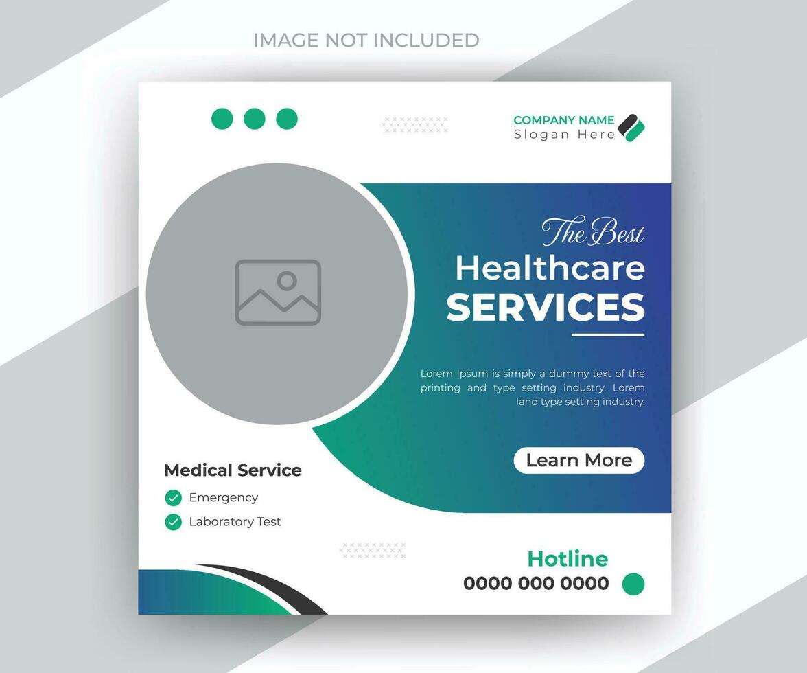 Medical healthcare service social media post design or hospital, doctor, clinic and dentist business promotion ads web banner template vector