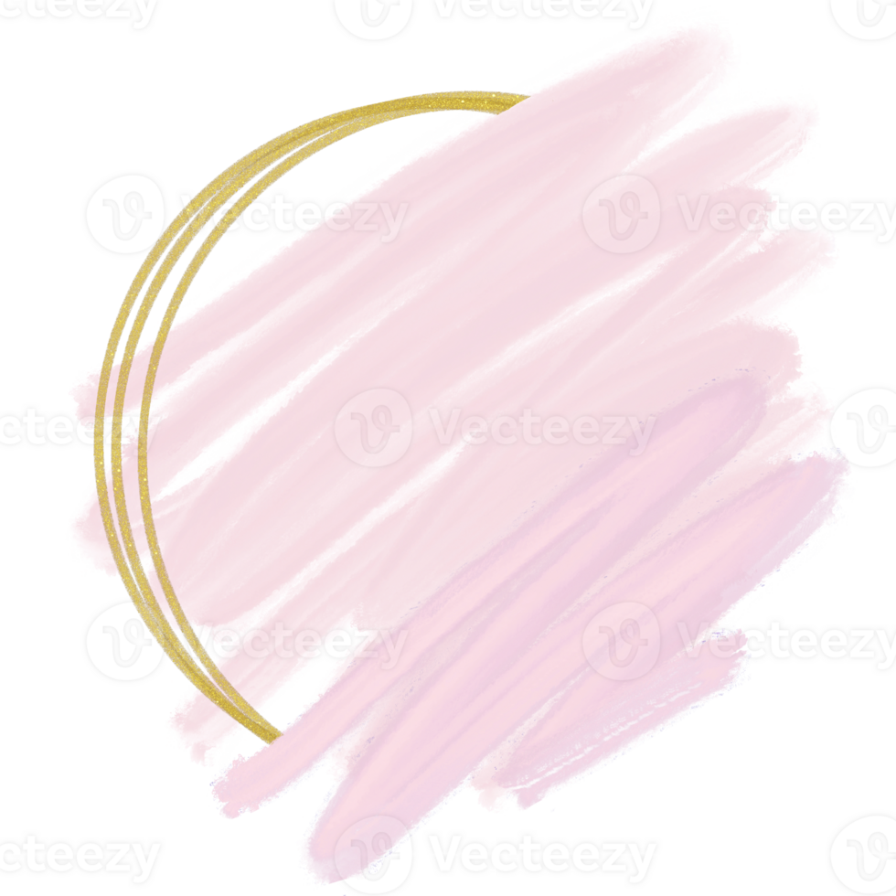 Abstract Pastel Pink Circle Watercolor Splash Paint Stain Background Circle With Golden Frame, png