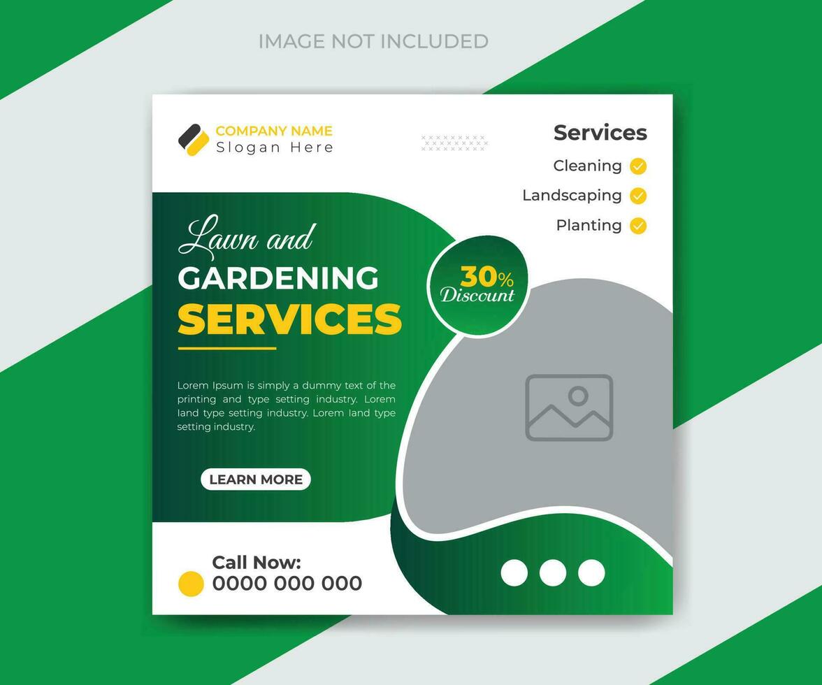 Lawn and gardening services social media post or timeline banner template vector