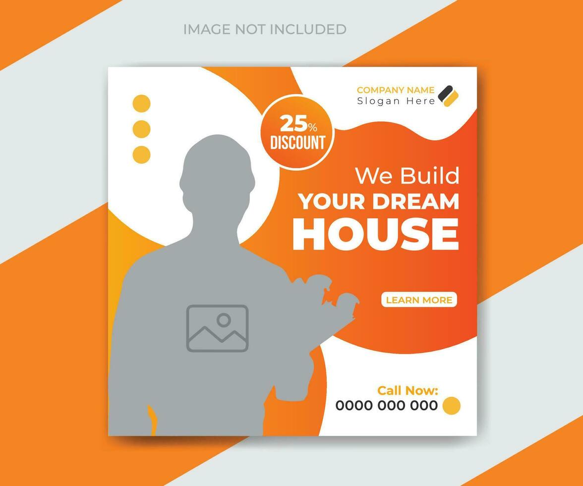 Construction house renovation social media post design template vector