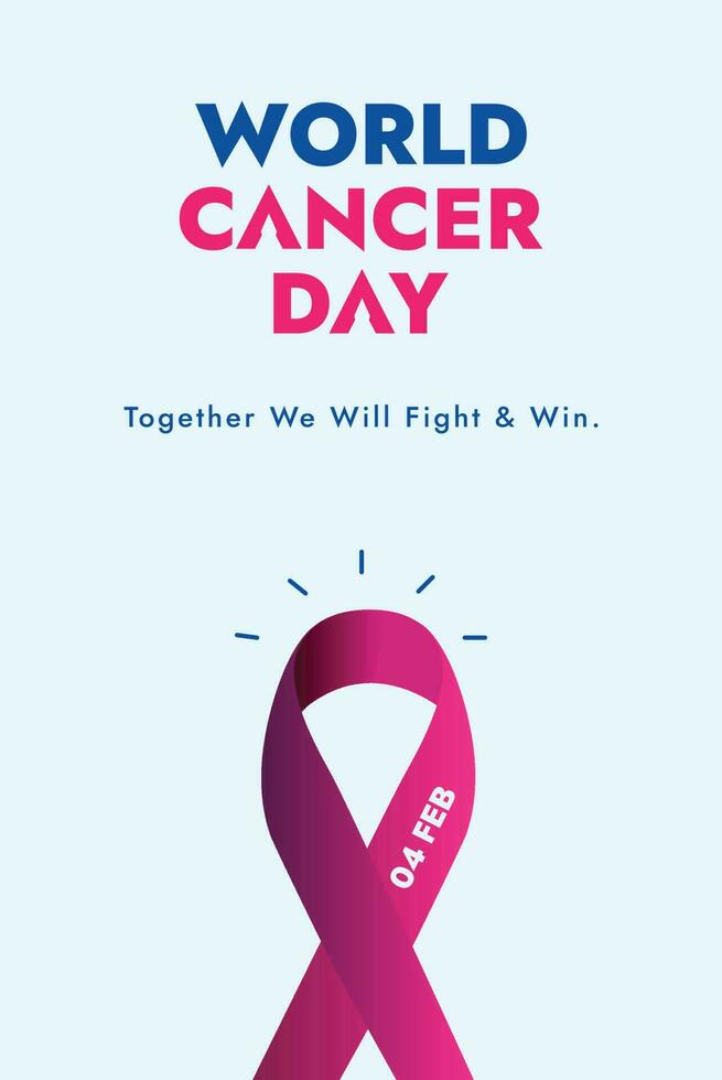 World cancer day. world cancer day awareness banner. 4 February world cancer day banner with purple ribbon on pink background. cancer awareness campaign. together we will fight and win. 4th February. vector