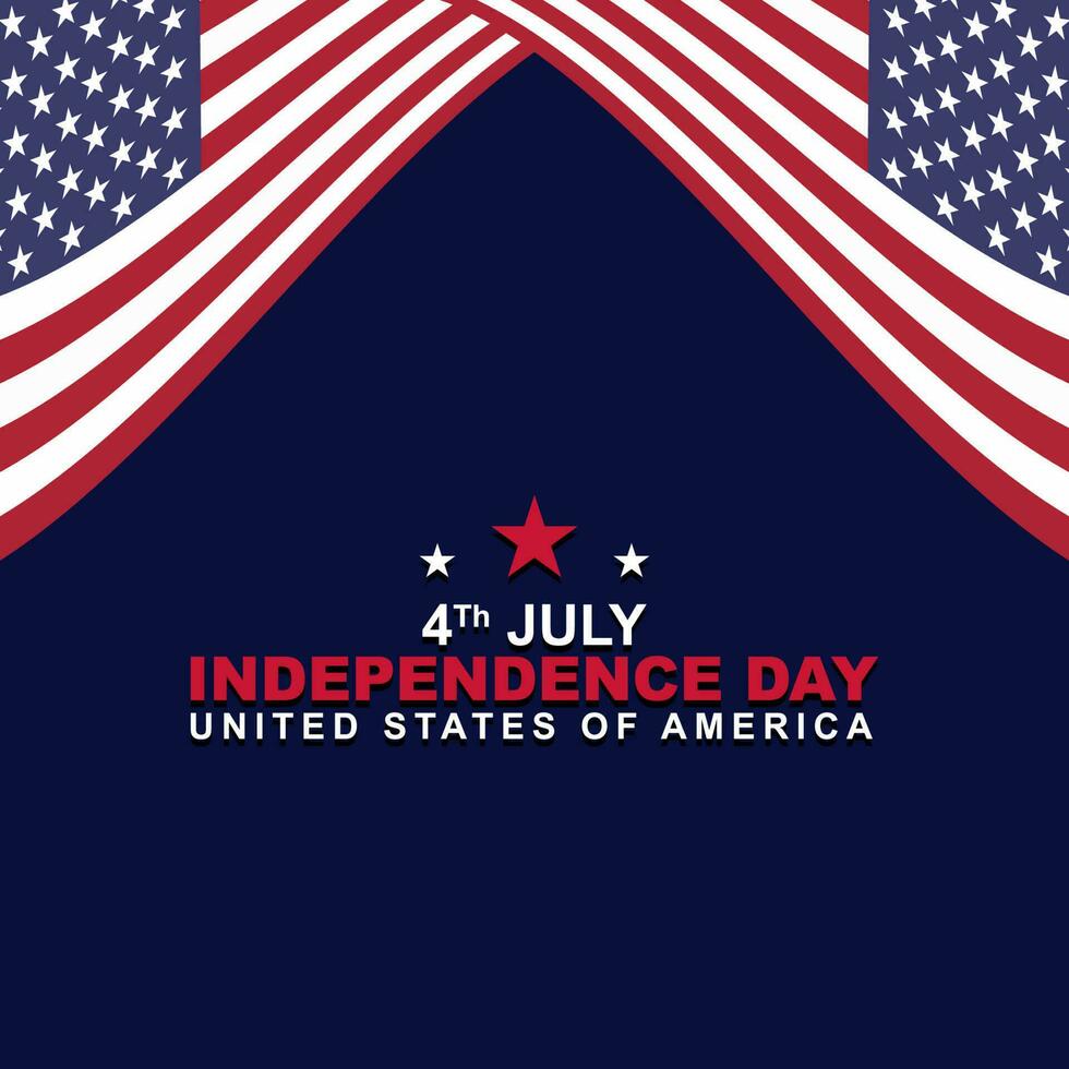 Happy American independence day on 4th of July greeting design illustration with statue of Liberty and flag rough brush stroke texture vector