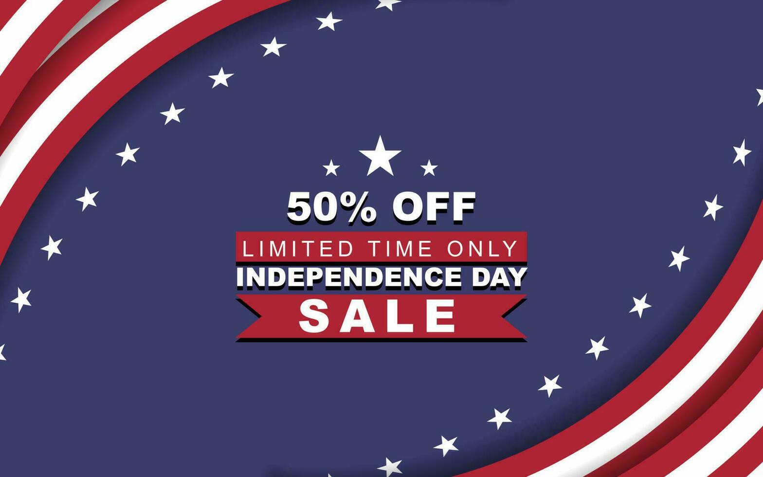 American independence day special discount banner on 4th of july, discount promotion advertising banner with american flag frame vector