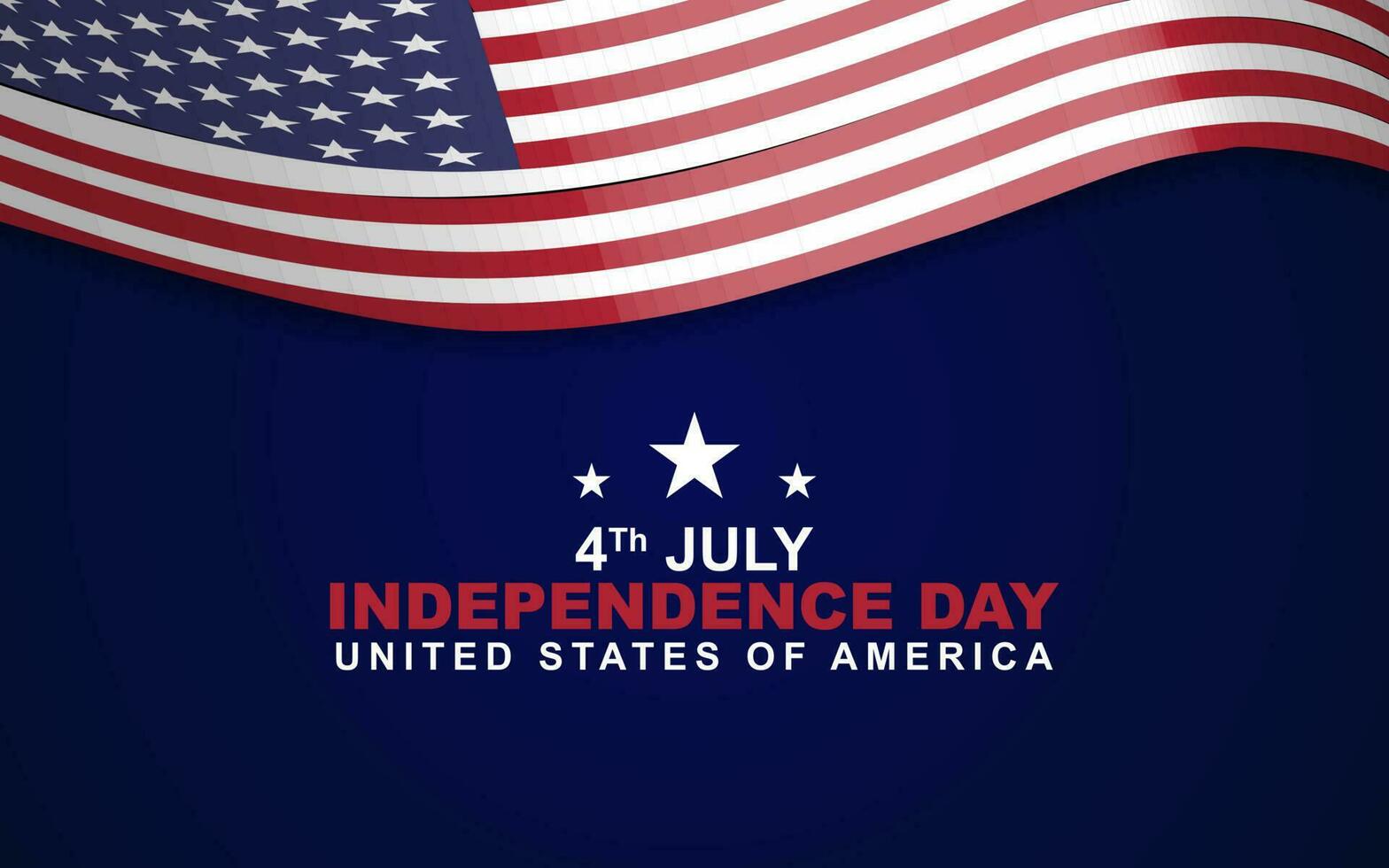 Happy American independence day on 4th of July, greeting design illustration with 3D american flag vector