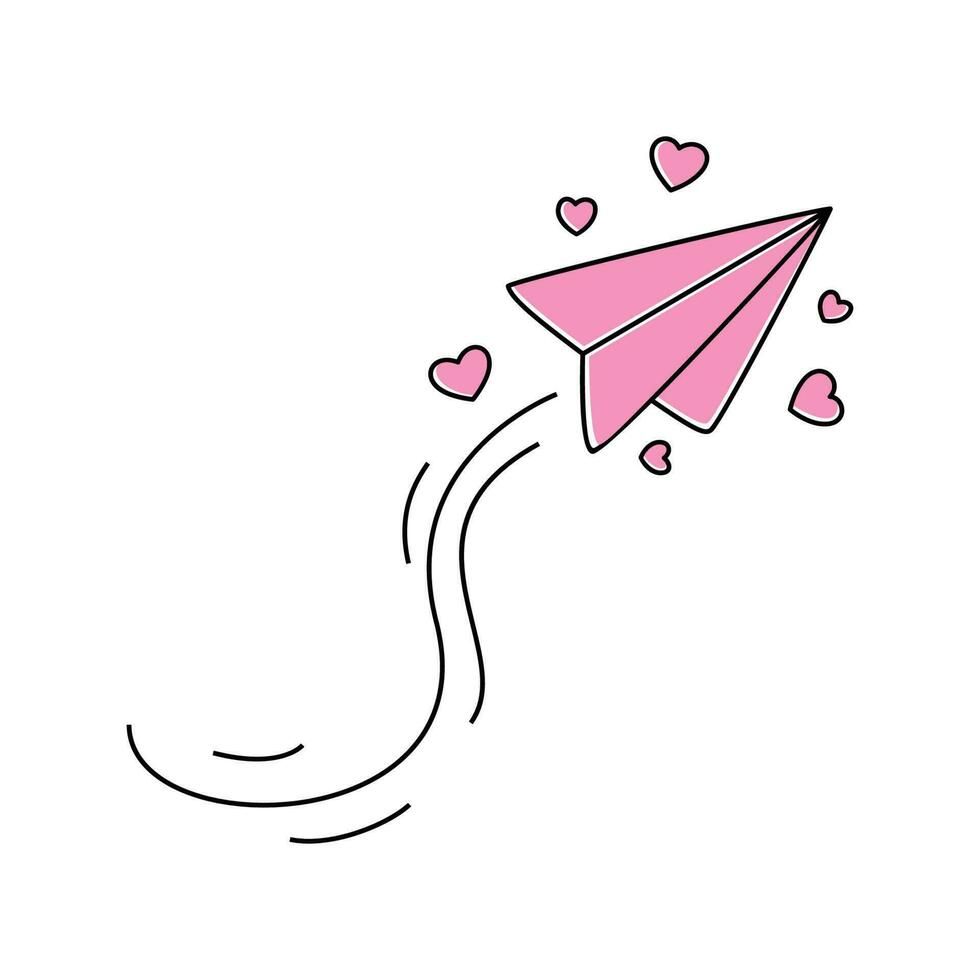 love letter design illustration. pink paper plane sign and symbol. vector