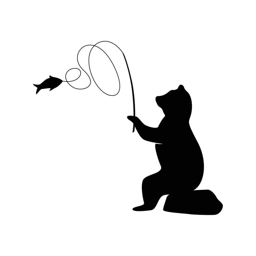 bear fishing logo template design. adventure sign and symbol. vector