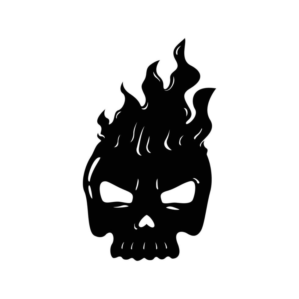 burning skull silhouette design. death icon, sign and symbol. vector