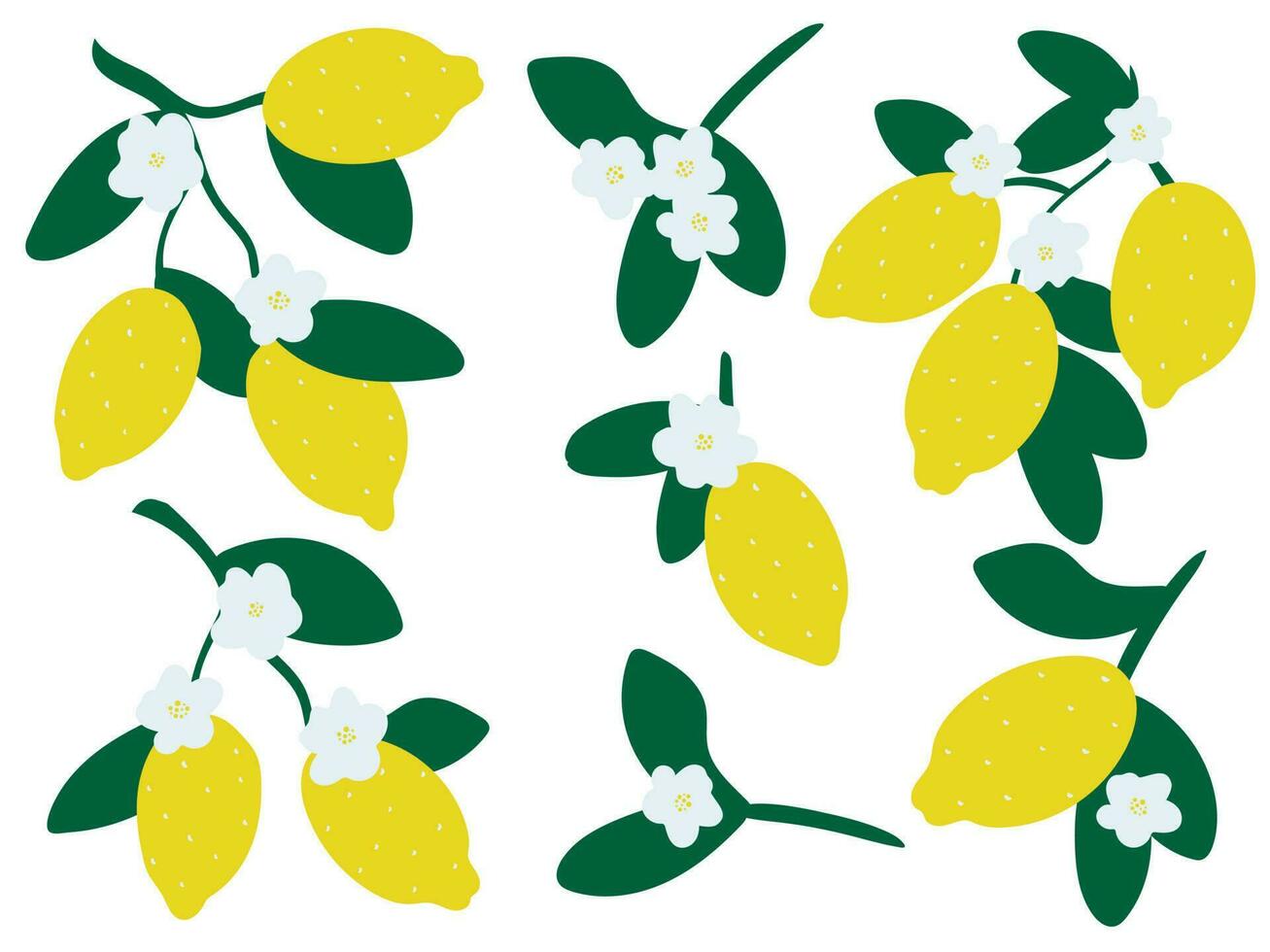 Fresh lemons hand drawn set vector