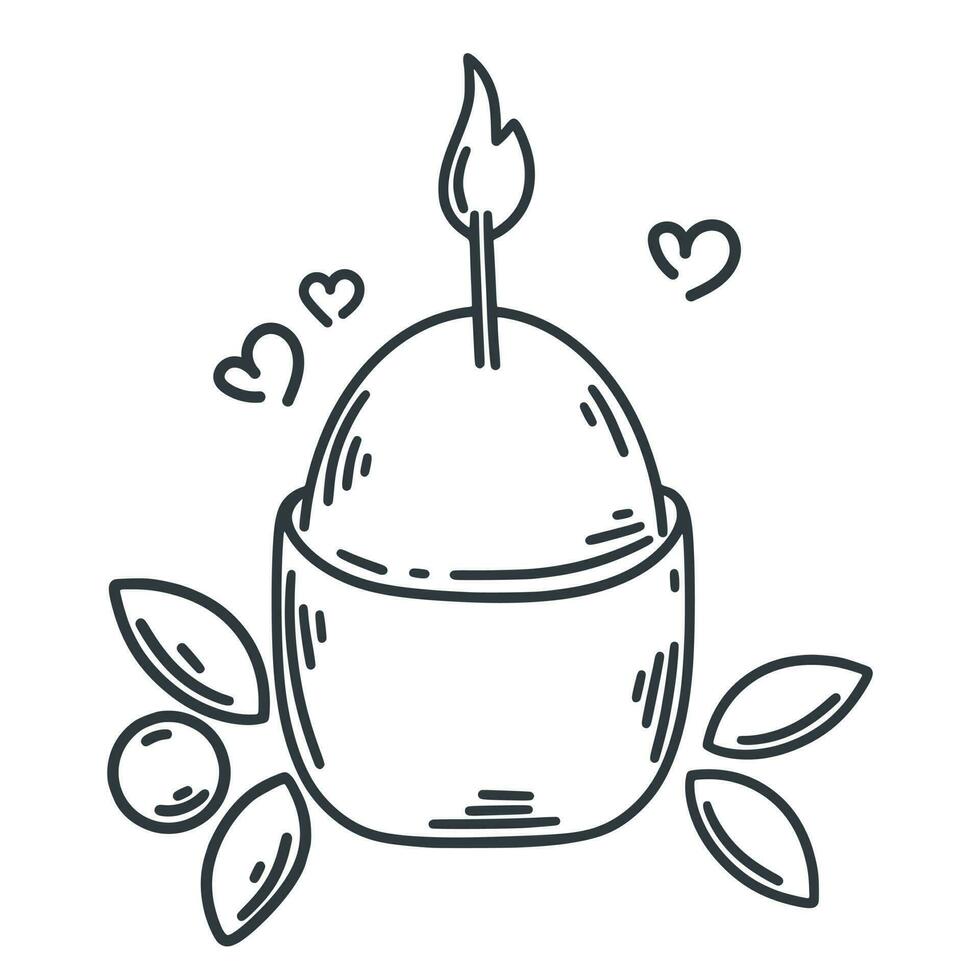 linda cumpleaños magdalena con vela garabatear ilustración vector