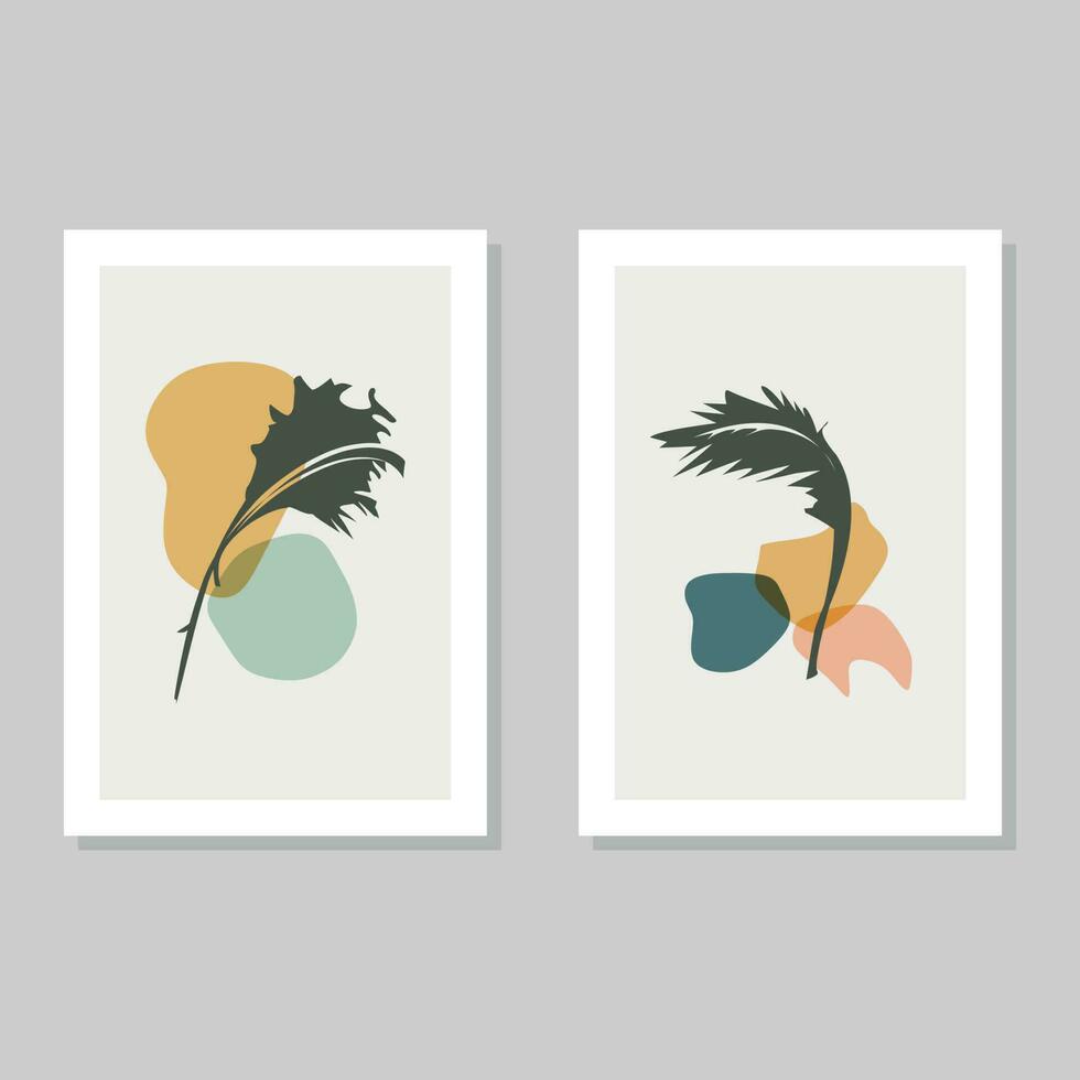 cubrir Arte diseño, pared decoración, modelo con naturaleza retro estilo vector