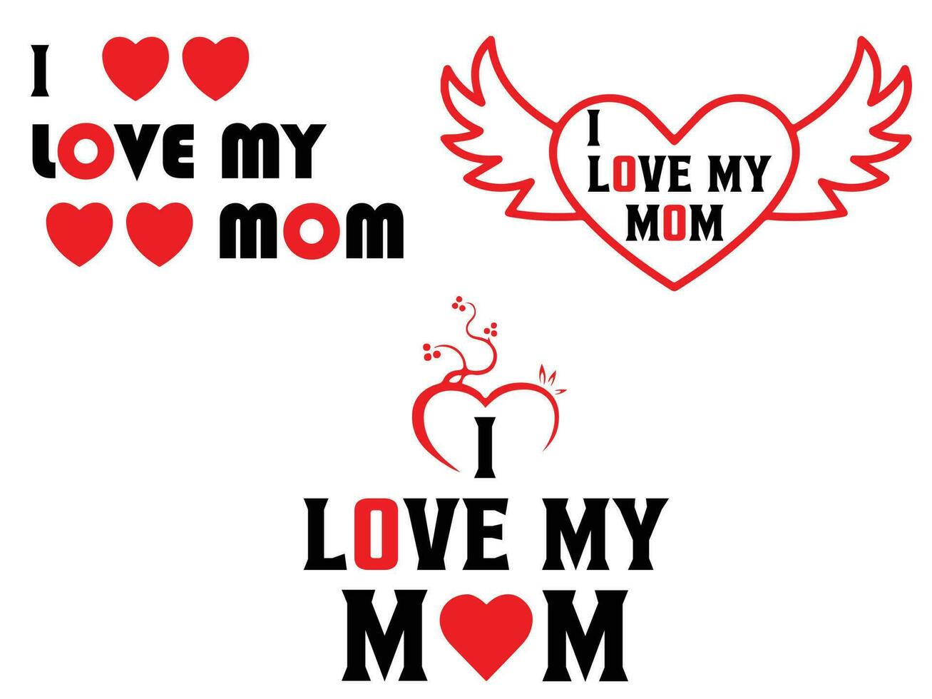 I Love My MOM Stylish Typographic Inscription With Hearts Vector Image