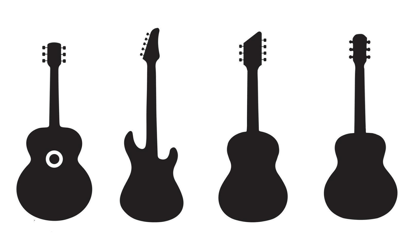 Electric Guitar Black On White Background Silhouette Vector illustration Design