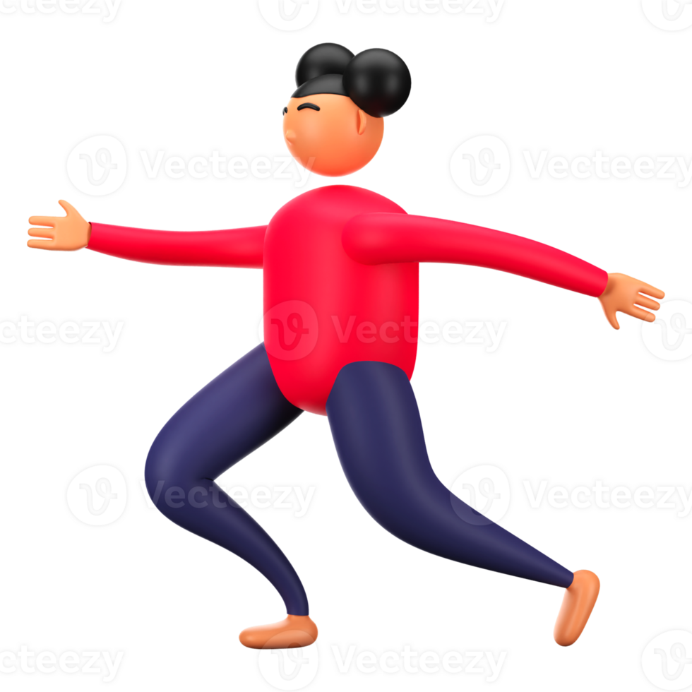 3D Render of Beautiful Young Girl Practicing Yoga. png