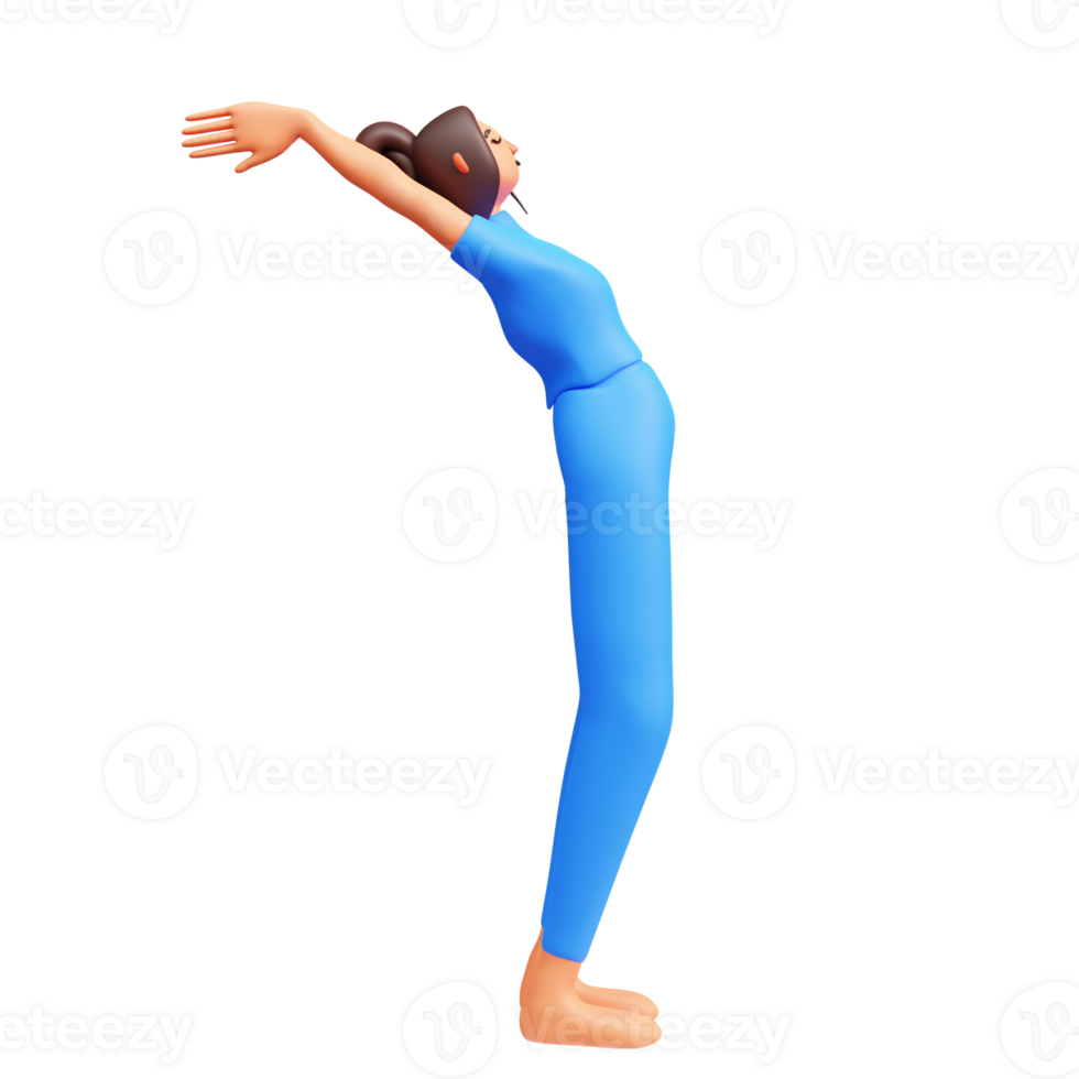 3D Young Lady Practicing Yoga. png