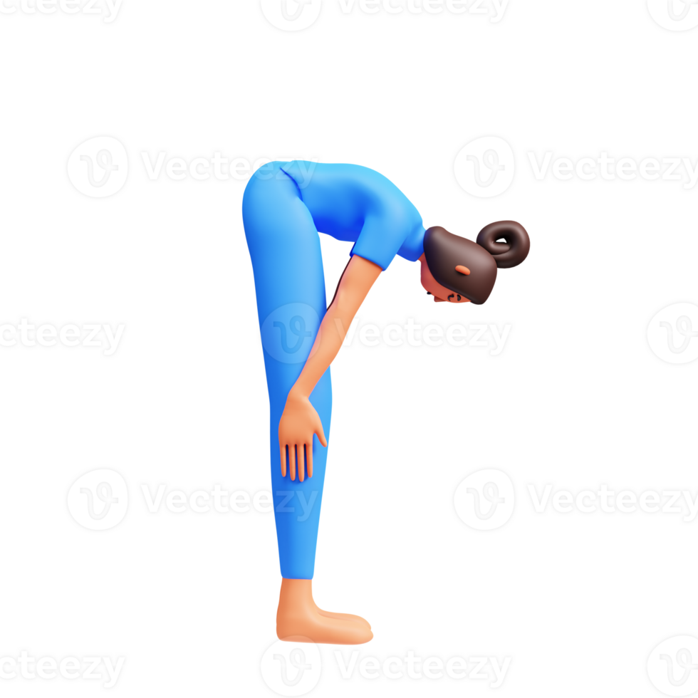 3D Render of Young Lady Practicing Yoga. png