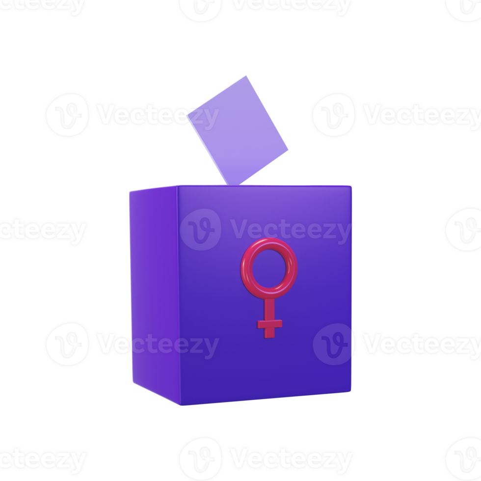 3D Render of Female Voting Box With Paper. png