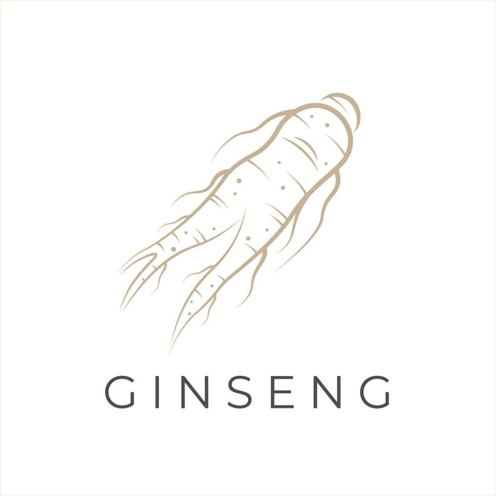 Ginseng Root Line Art Vector Illustration Logo