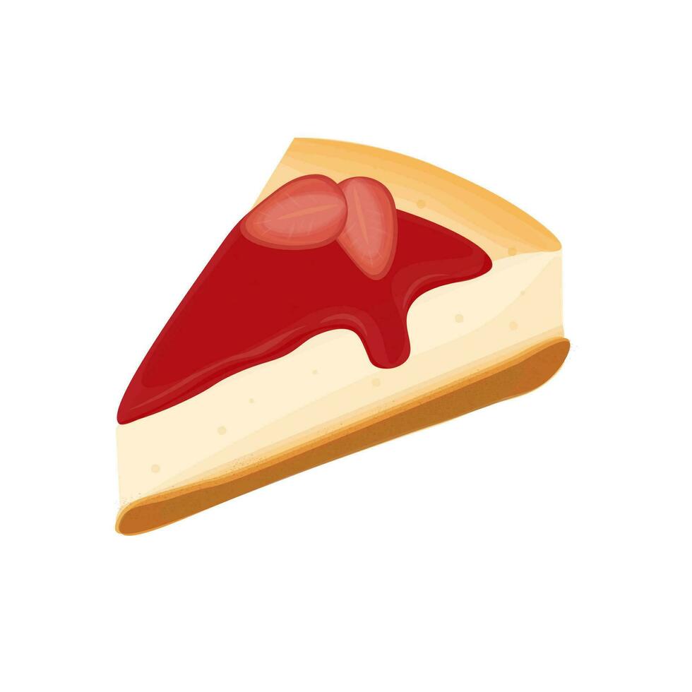 Strawberry Flavor Cheese Cake Slice vector illustration logo