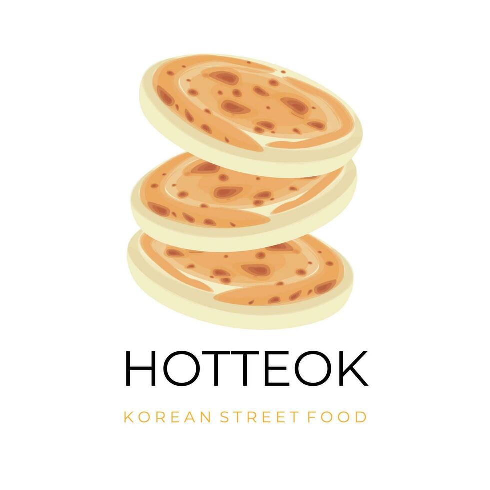 hotteok tradicional coreano panqueques vector ilustración logo