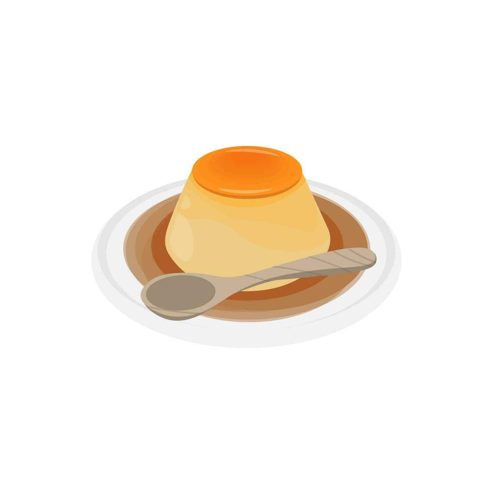 Ready to eat Purin Japanese Custard Pudding Illustration logo vector