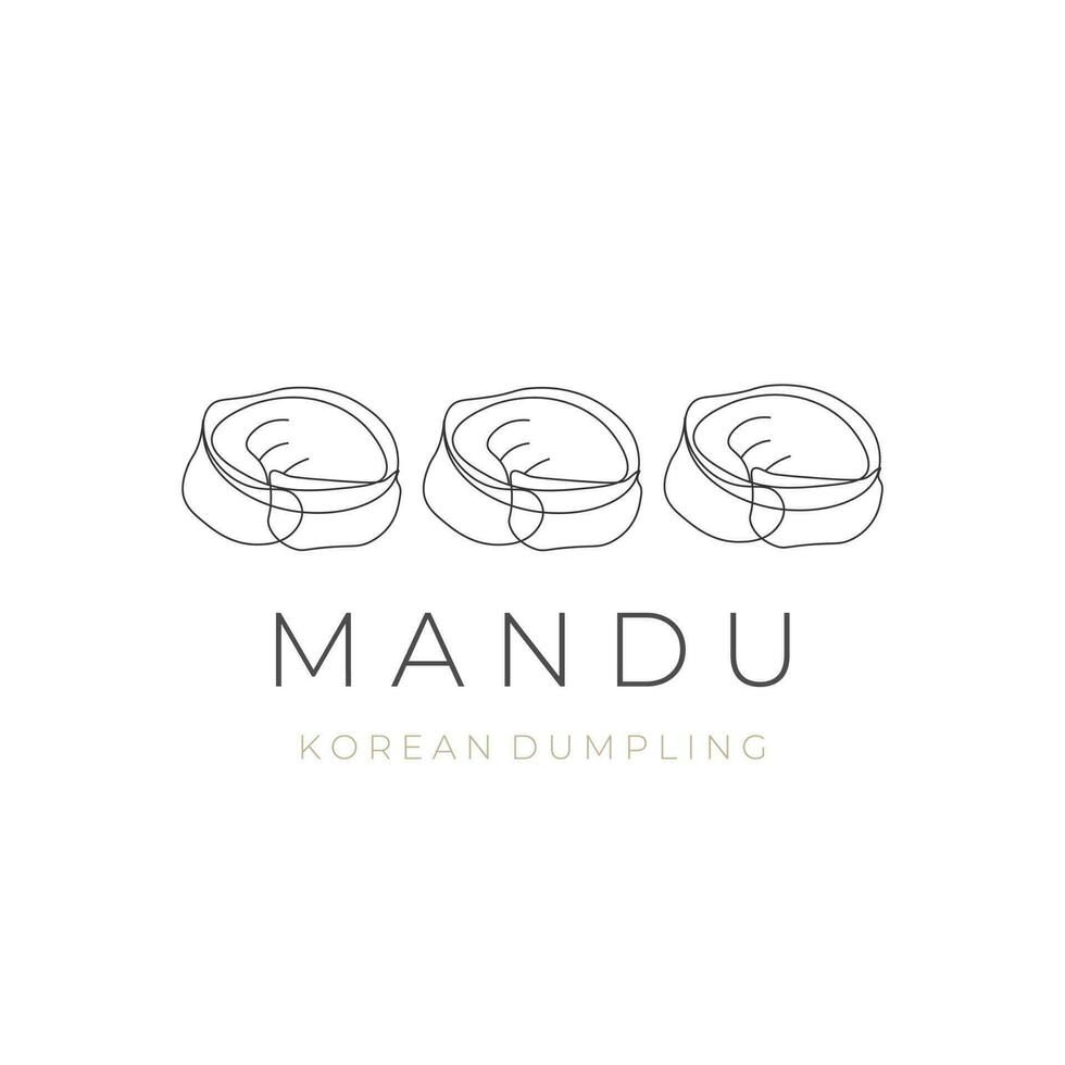 coreano bola de masa hervida Mandu sencillo línea Arte vector ilustración logo