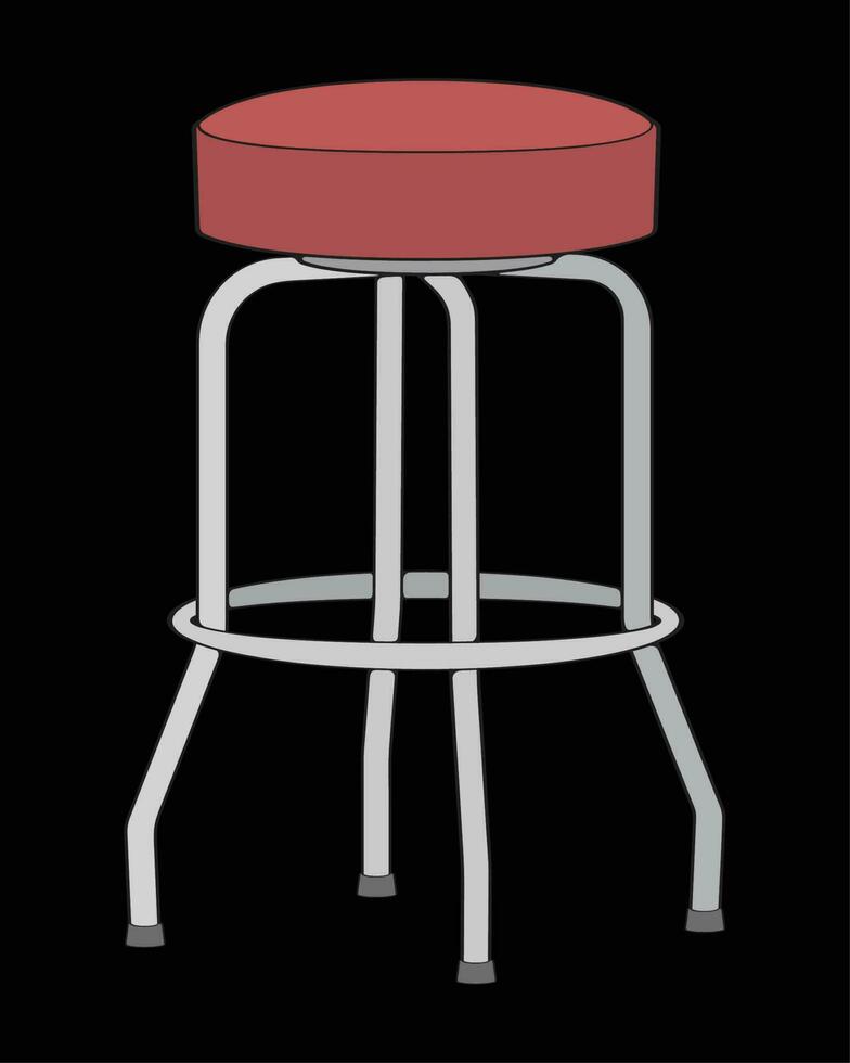 Bar stool perfect coloring vector . Vector art customizable illustration. Night club, drinking establishment, pub furniture. Vector isolated drawing art.