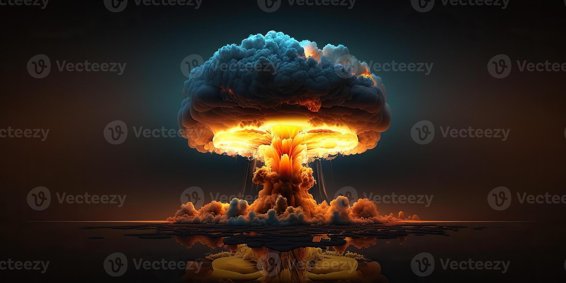 . . Illustration of huge atomic mushroom explosion. Scary catastrophe vibe. Graphic Art photo