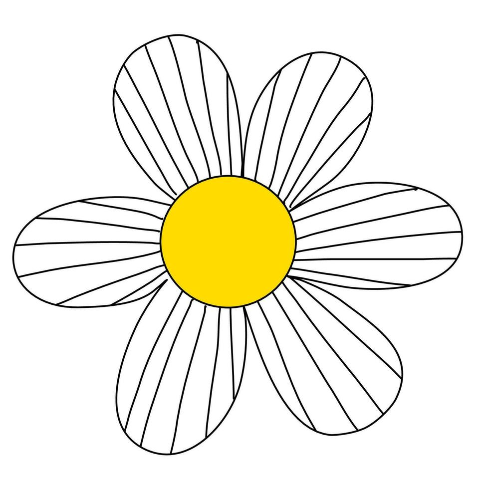 White daisy freehand drawing element vector
