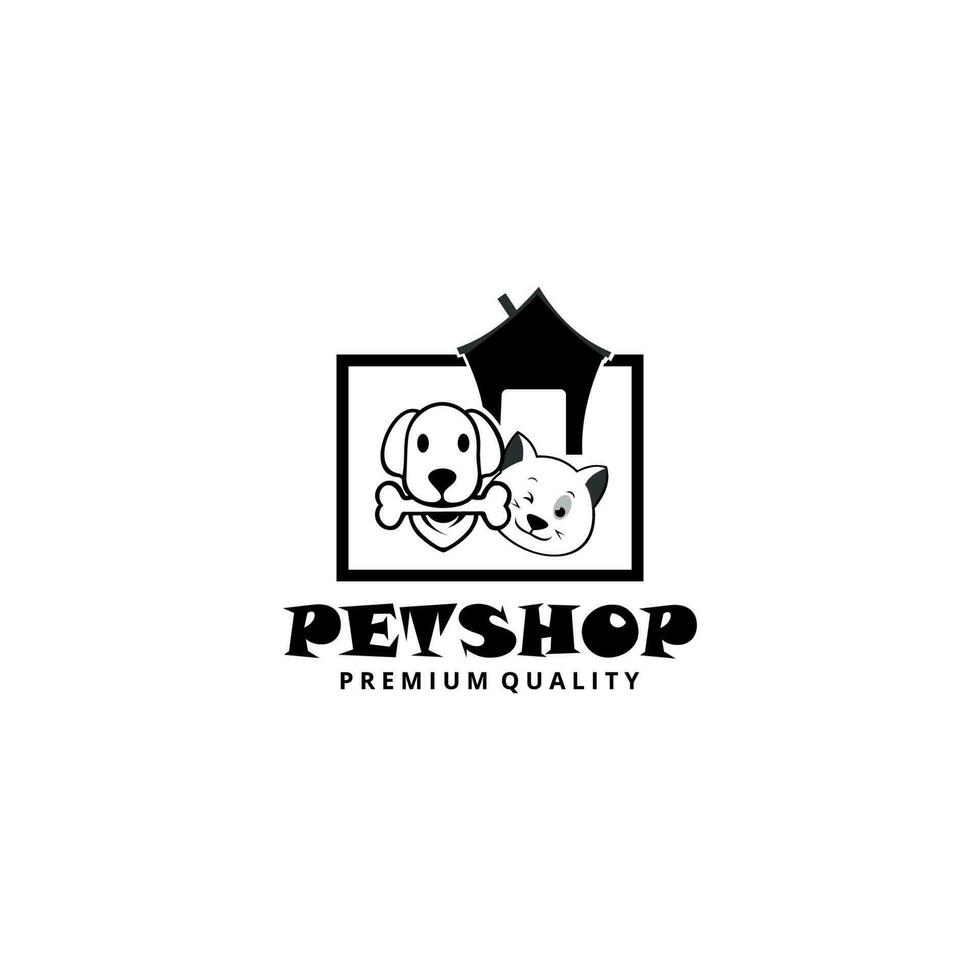 dog cat pet house shop logo vector. can use animal clinics, pet shop and veterinarian. vector