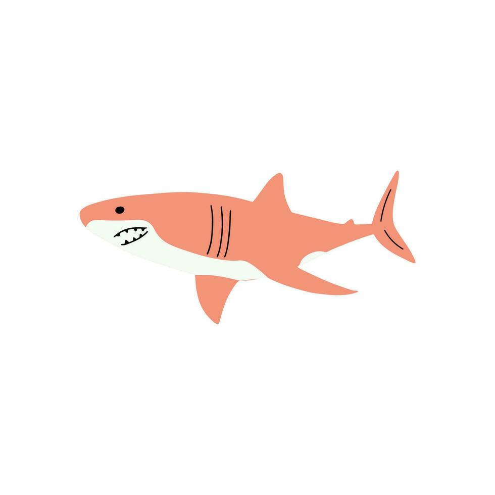 Shark. Sea animal. Marine animal in Scandinavian style. vector