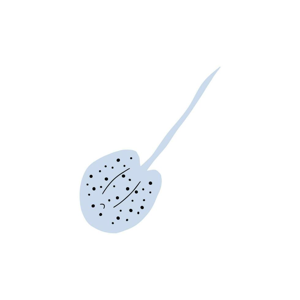 Stingray fish Character black sea animal on deep background. Wild life illustration. Vector illustration.