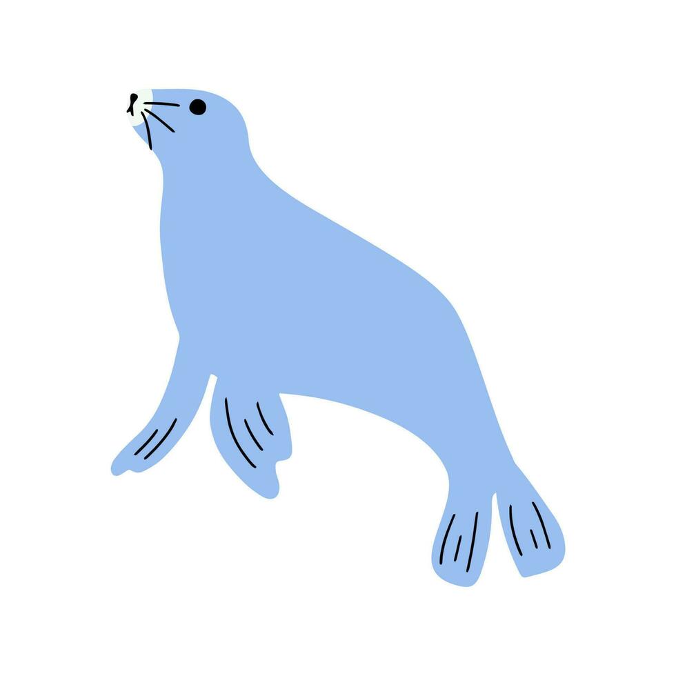 Seal Character sea animal on deep background. Wild life illustration. Underwear world. Vector illustration.