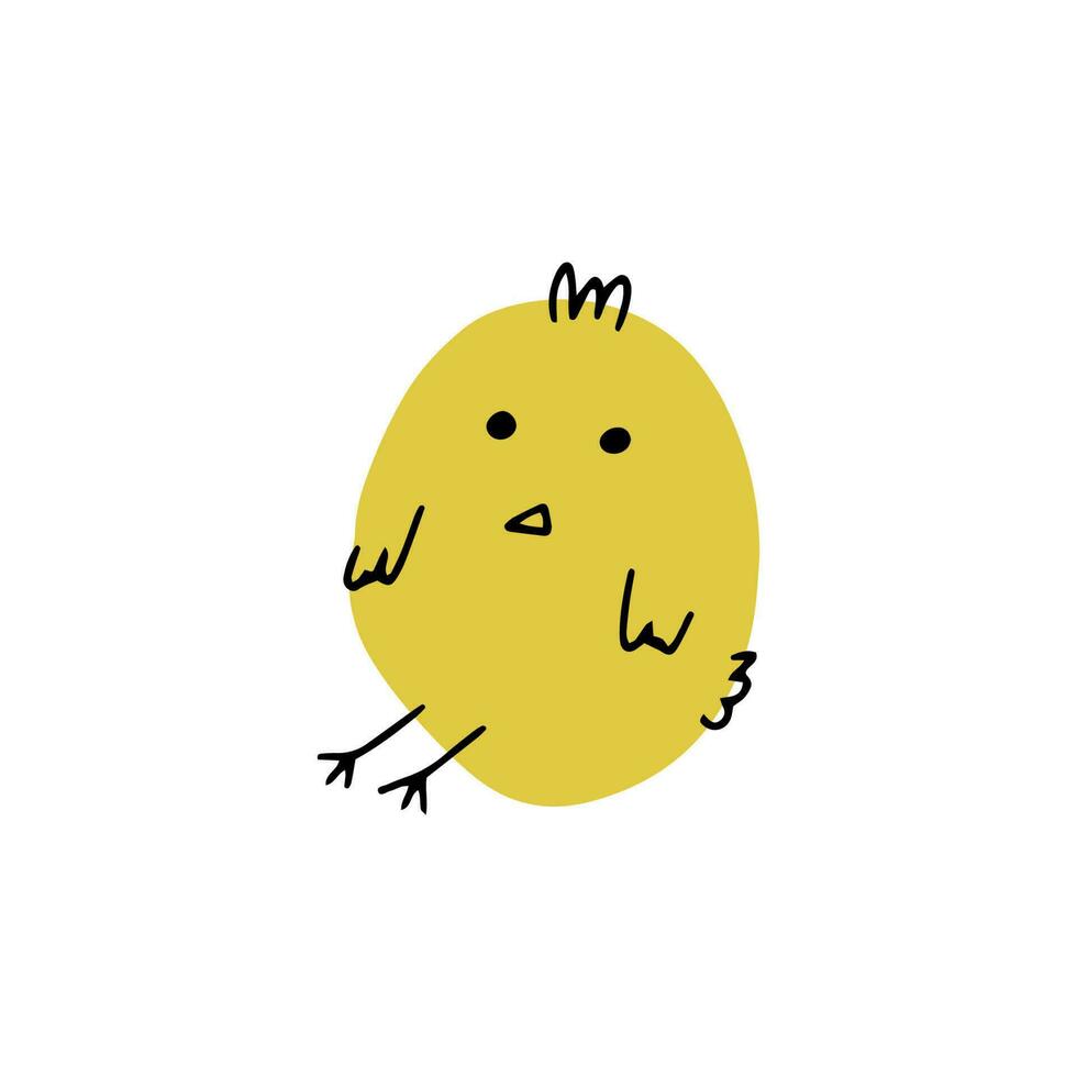 Chick. Cute little farm bird. Funny easter animal. Kids vector illustration.