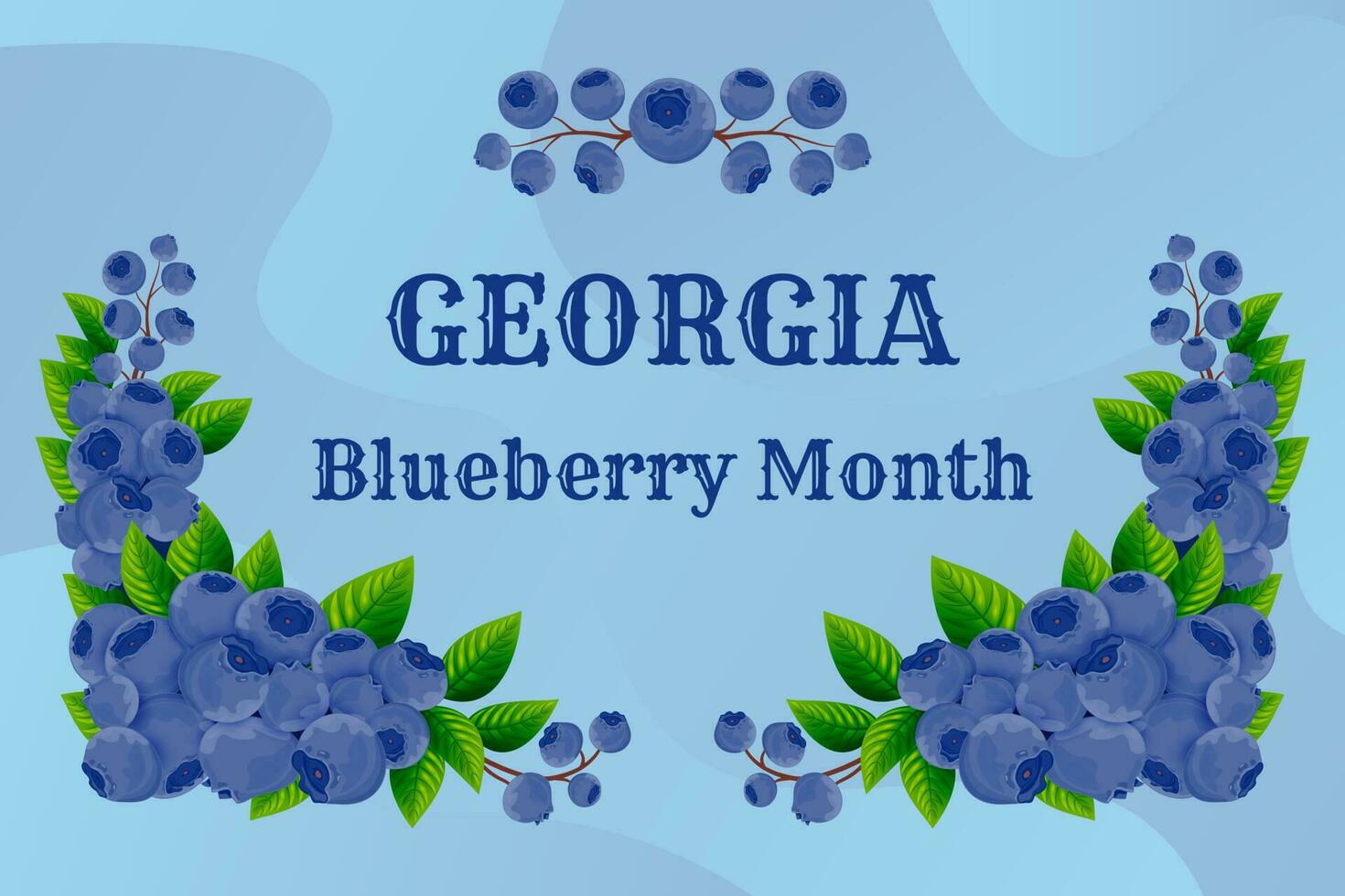 Vector background illustration featuring blueberry leaves and berries to celebrate Georgia Blueberry Month, which takes place in June.