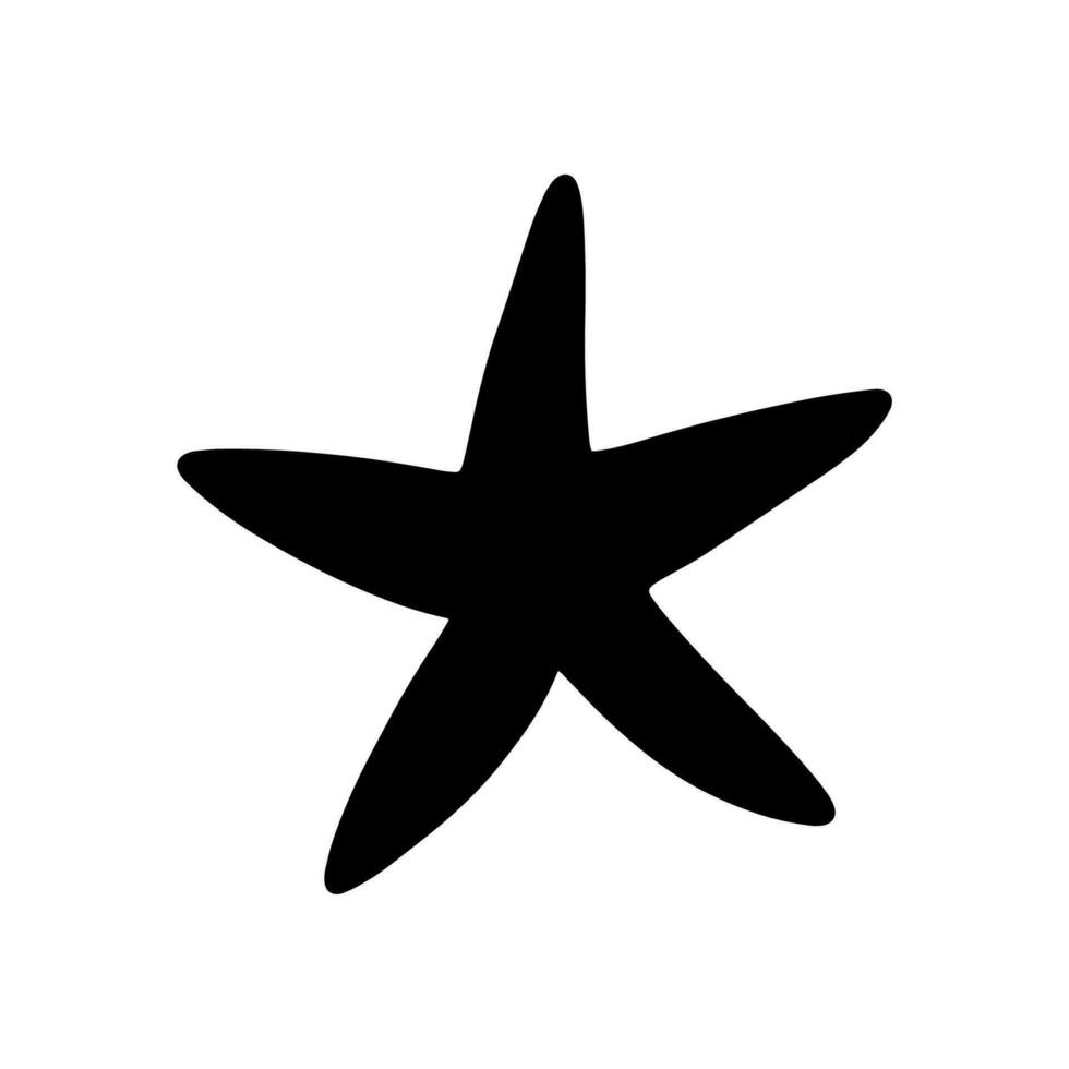 Starfish. Black silhouette. Atlantic star. Marine Animal Vector illustration on white background.