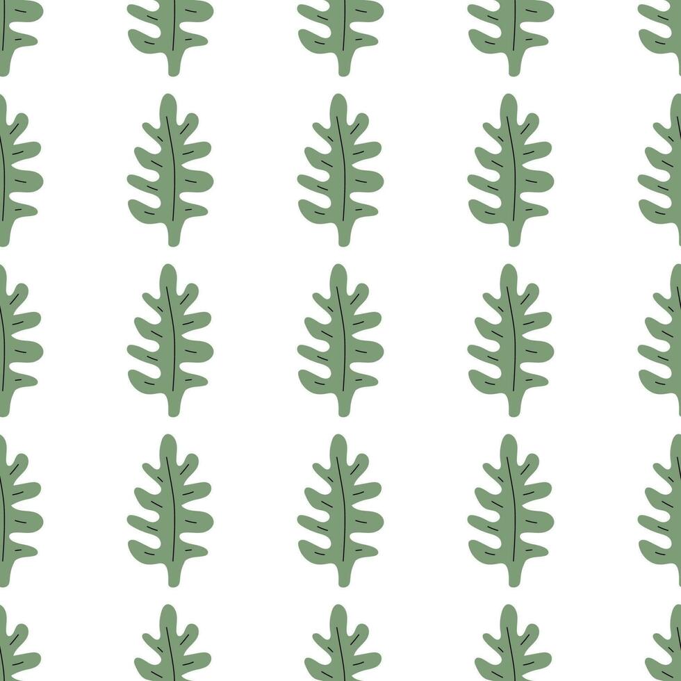 Green leafs seamless pattern. Vector hand drawn botanical illustration. Pretty scandi style for fabric, textile, wallpaper. Digital paper in white background