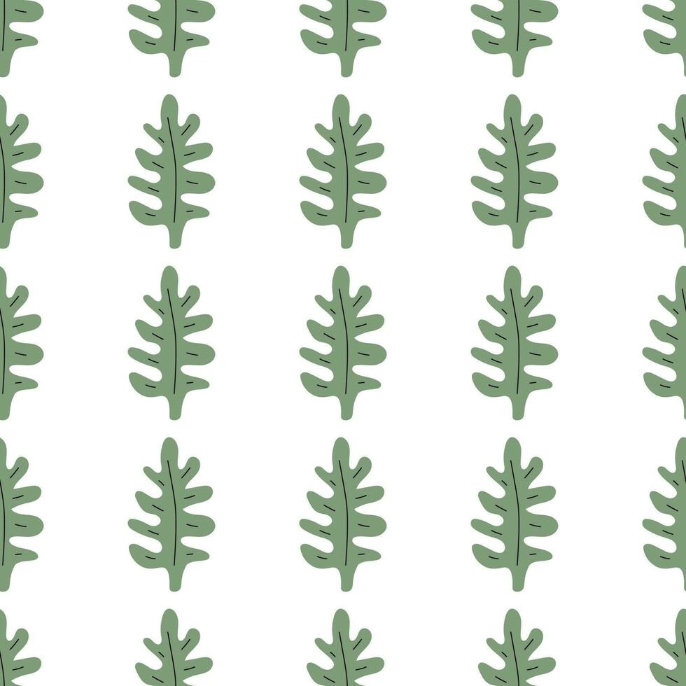 Green leafs seamless pattern. Vector hand drawn botanical illustration. Pretty scandi style for fabric, textile, wallpaper. Digital paper in white background