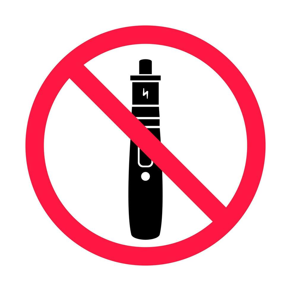 No vaping sign. Red forbidden circle sign icon isolated on white background vector illustration.