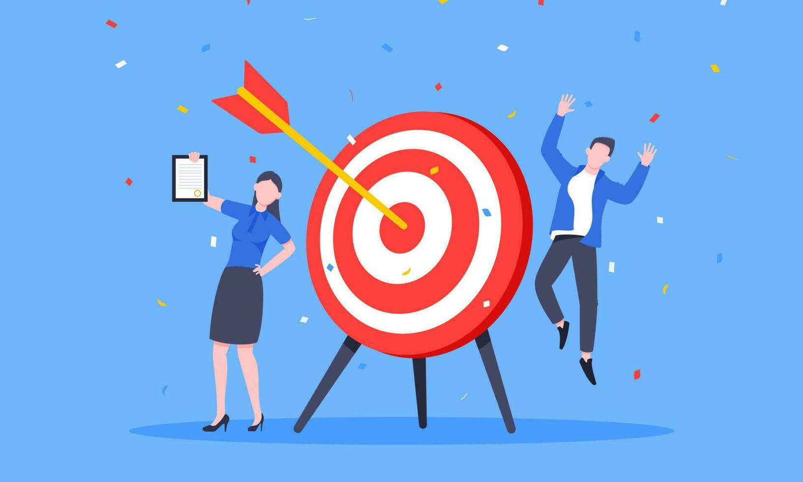 Goal achievement business concept sport target icon and arrows in the bullseye. vector